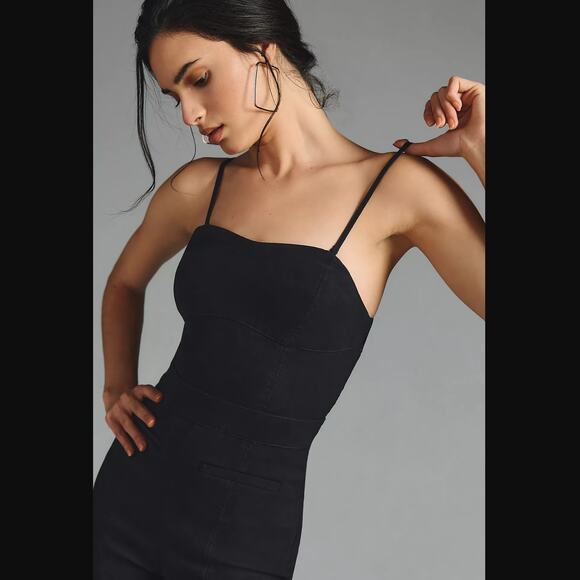 Anthropologie Maeve Strapless Slim Flare Jumpsuit - New 10 - Picture 2 of 4